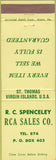 Matchbook Cover - RCA Sales Co St Thomas Virgin Islands