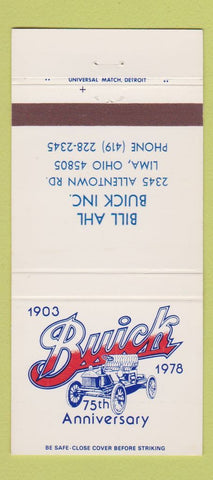 Matchbook Cover - 1978 Buick Bill Ahl Lima OH 30 Strike