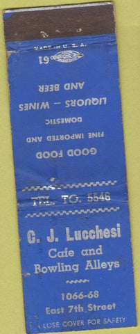 Matchbook Cover - C.J. Lucchesi  Cafe Bowling WORN