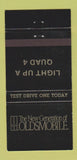 Matchbook Cover - Oldsmobile Quad 4 1990 30 Strike