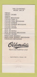 Matchbook Cover - 1983 Oldsmobile Washington Motors Abingdon VA 30 Strike