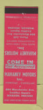 Matchbook Cover - Mahaney Motors Pontiac Cadillar Wabash IN