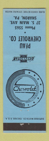 Matchbook Cover - Pfau Chevrolet Sharon PA