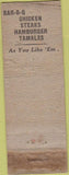 Matchbook Cover - Marty's Dixie Cabon BBQ WORN