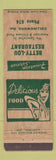 Matchbook Cover - Betty Lou Restaurant Collingwood ON low phone # girlie