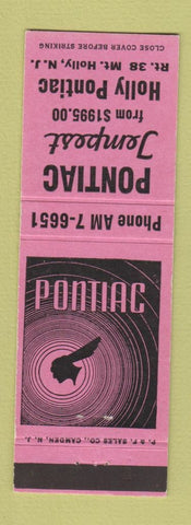 Matchbook Cover - Pontiac Tempest Holly Pontiac Mount Holly NJ