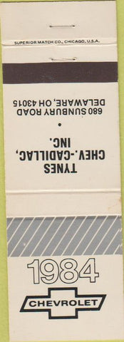 Matchbook Cover - Tynes Chevrolet Cadillac Delaware OH 1984