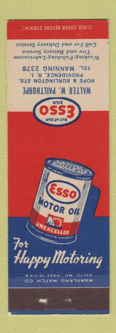 Matchbook Cover - Esso oil gas Walter Pailthorpe Providence RI