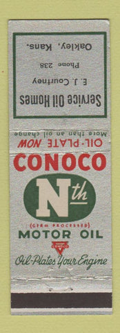Matchbook Cover - Conoco oil gas Oakley KS low phone # EJ Courtney