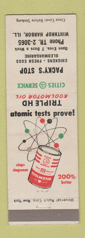 Matchbook Cover - Cities oil gas Packy's Stop Winthrop Harbor IL