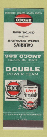 Matchbook Cover - Galusha's Amoco oil gas Clinton ME
