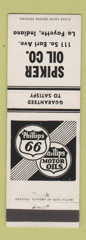 Matchbook Cover - Spiker Phillips 66 oil gas Lafayette IN