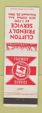 Matchbook Cover - Clifton Mobil oil gas Cincinnati OH