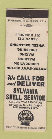 Matchbook Cover - Sylvania Shell oil gas OH