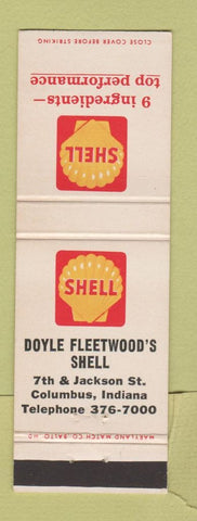 Matchbook Cover - Shell oil gas Doyle Fleetwood's Columbus IN