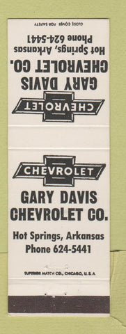 Matchbook Cover - Gary Davis Chevrolet Hot Springs AR