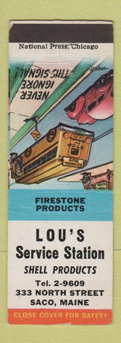Matchbook Cover - Lou's Shell oil gas Saco ME