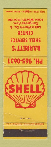 Matchbook Cover - Barrett's Shell oil gas Lake Worth FL