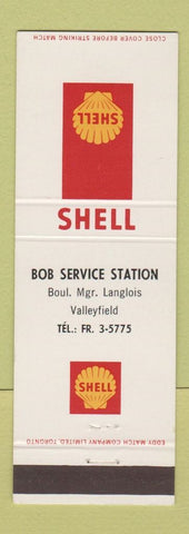 Matchbook Cover - Shell oil gas Bob Service Valleyfield QC