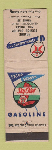 Matchbook Cover - Shell oil gas Sky Chief Grangeville ID low phone #