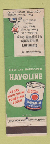 Matchbook Cover - Texaco oil gas Steinman's Bazleton PA WEAR