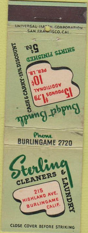 Matchbook Cover - Sterling Cleaners Burlingame CA