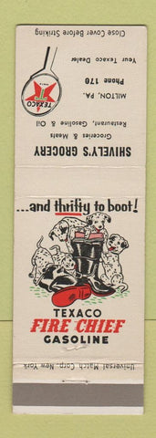 Matchbook Cover - Texaco oil gas Shively's Grocery Milton PA