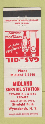 Matchbook Cover - Midland Texaco oil gas Wyandanch NY