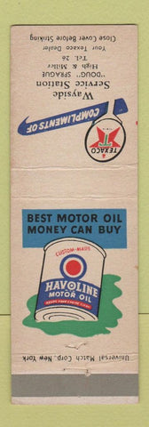 Matchbook Cover - Texaco oil gas Havoline Wayside Service