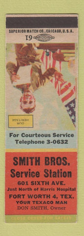 Matchbook Cover - Smith Bros Texaco oil gas Fort Worth TX patriotic