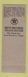 Matchbook Cover - Smith Bros Texaco oil gas Fort Worth TX patriotic