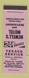 Matchbook Cover - Newell's Motel Texaco oil gas Newton KS