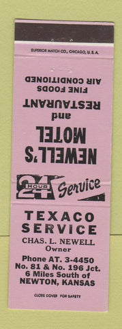 Matchbook Cover - Newell's Motel Texaco oil gas Newton KS