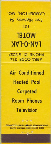 Matchbook Cover - Lan O Lak Motel Camdenton MO yellow