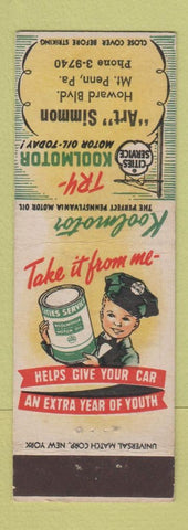Matchbook Cover - Cities oil gas Art Simmon Mount Penn PA
