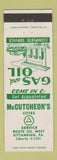 Matchbook Cover - Cities oil gas McCutcheon's Kittanning PA