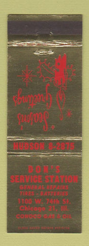 Matchbook Cover - Don's Conoco oil gas Chicago IL Christmas