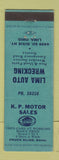 Matchbook Cover - KP Motors Used Cars Sohio oil gas Lima OH