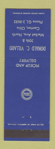 Matchbook Cover - Pure oil gas Villard Canton OH
