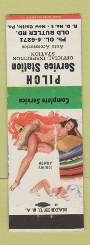 Matchbook Cover - Pilch Service oil gas New Castle PA pinup