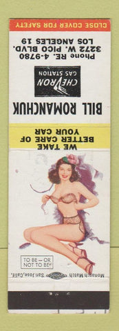 Matchbook Cover - Bill Romanchuk Chevron oil gas Los Angeles CA pinup