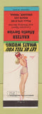 Matchbook Cover - Kratzer Atlantic oil gas Kreamer PA pinup