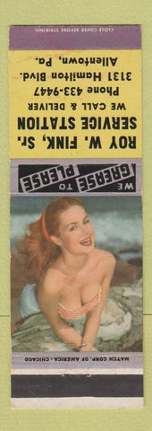 Matchbook Cover - Ray Fink oil gas Allentown PA pinup