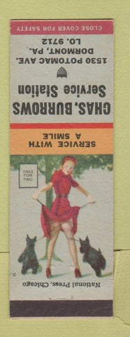 Matchbook Cover - Chas Burrows Service oil gas Dormont PA pinup