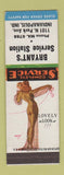Matchbook Cover - Bryant's Service Indianapolis IN pinup oil gas WEAR