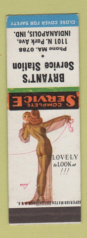 Matchbook Cover - Bryant's Service Indianapolis IN pinup oil gas WEAR