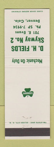 Matchbook Cover - Shamrock oil gas DH Fields Denver Colorado