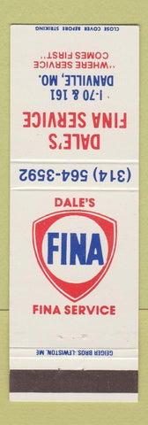 Matchbook Cover - Dale's Fina oil gas Danville MO