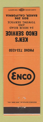 Matchbook Cover - Enco oil gas Ken's Baker CA