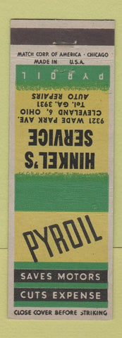 Matchbook Cover - Pyroil oil gas Hinkel's Cleveland OH